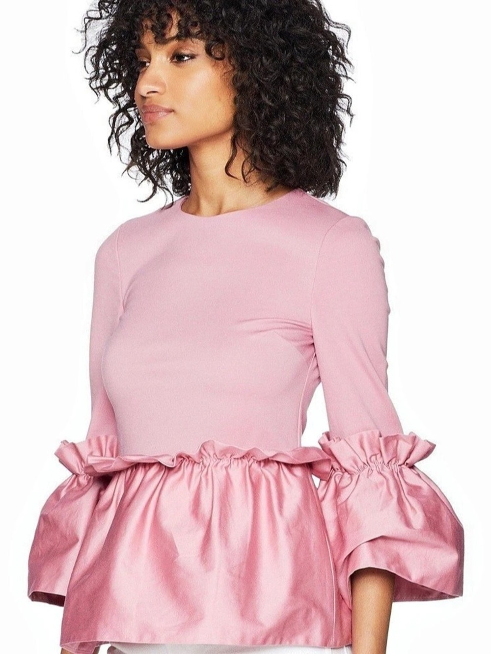 Ted Baker Lolare Bell Sleeve Top Pink Ruffle Blouse Size Medium